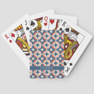 Baraja De Cartas Añada su modelo geométrico azul y coralino