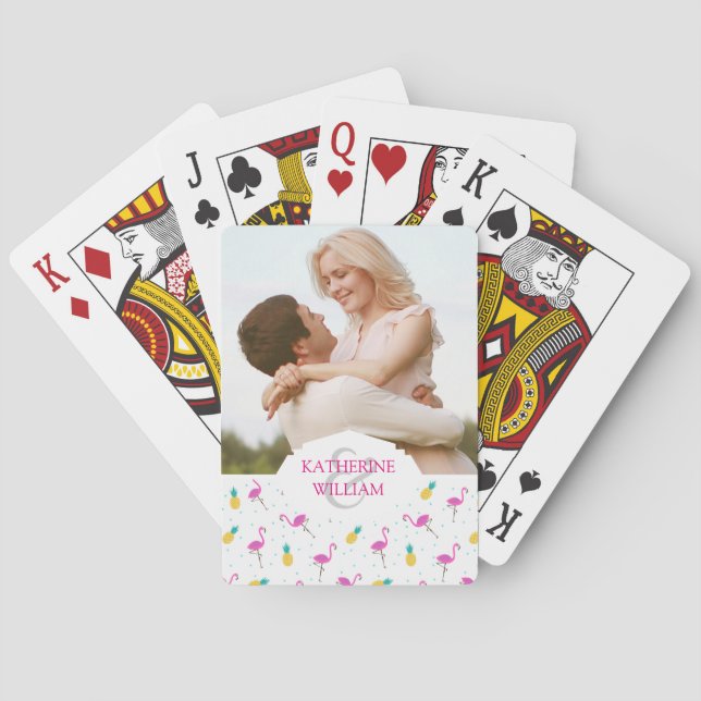 Baraja De Cartas Añada sus flamencos conocidos del neón del | (Reverso)