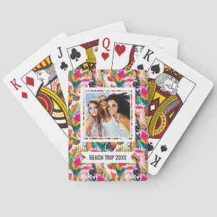 Baraja De Cartas Añada sus loros y hojas de palma conocidos del