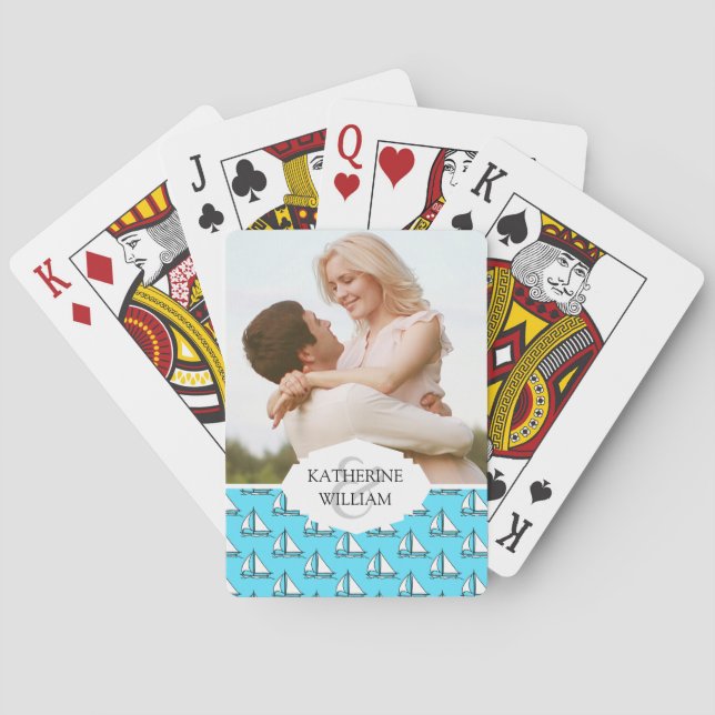 Baraja De Cartas Añada sus veleros conocidos del | en modelo azul (Reverso)