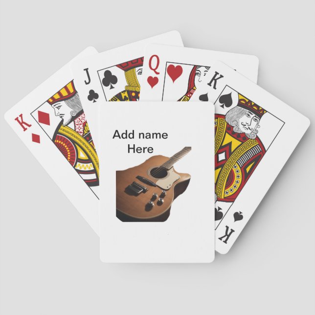 Baraja De Cartas Añadir el nombre texto guitarra acústica marrón ed (Reverso)