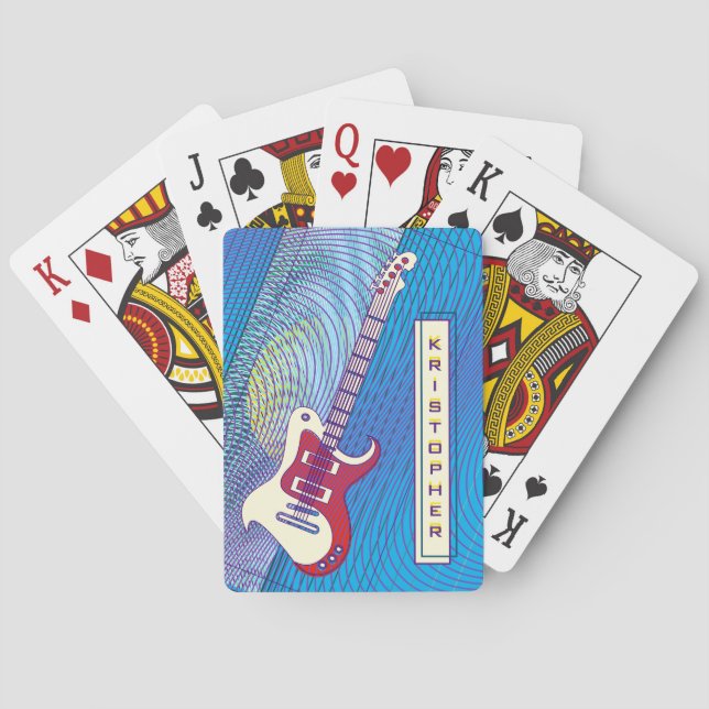 Baraja De Cartas Añadir Nombre Guay Guitarra Eléctrica Moderna Roja (Reverso)