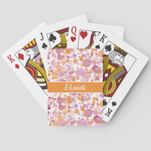 Baraja De Cartas Añadir texto de nombre a bandeja abstracta púrpura (Reverso)