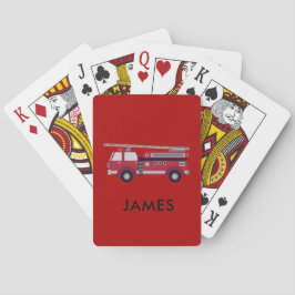 Baraja De Cartas Añadir tu nombre camión de bomberos rojos personal