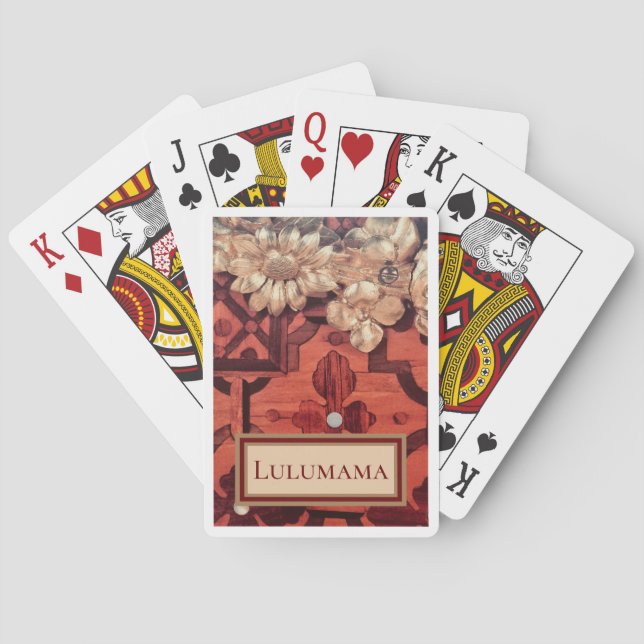 Baraja De Cartas AÑADIR TU NOMBRE EN LA imagen dorada de madera tal (Reverso)