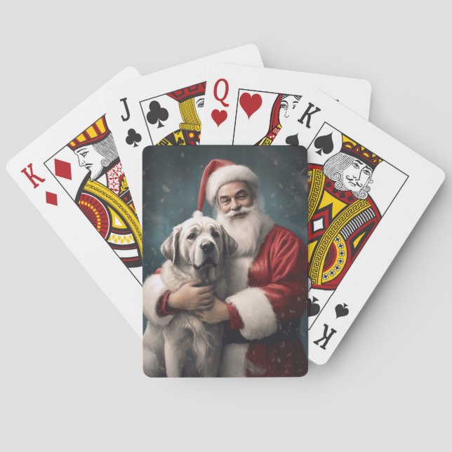 Baraja De Cartas Anatolian Shepherd con Navidades de Santa Claus (Reverso)