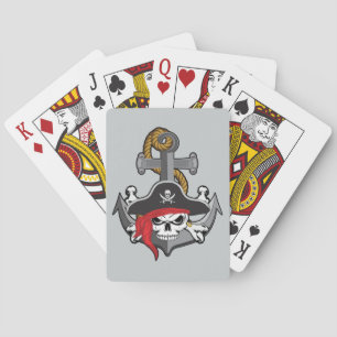 Baraja De Cartas Ancla de cráneo de pirata