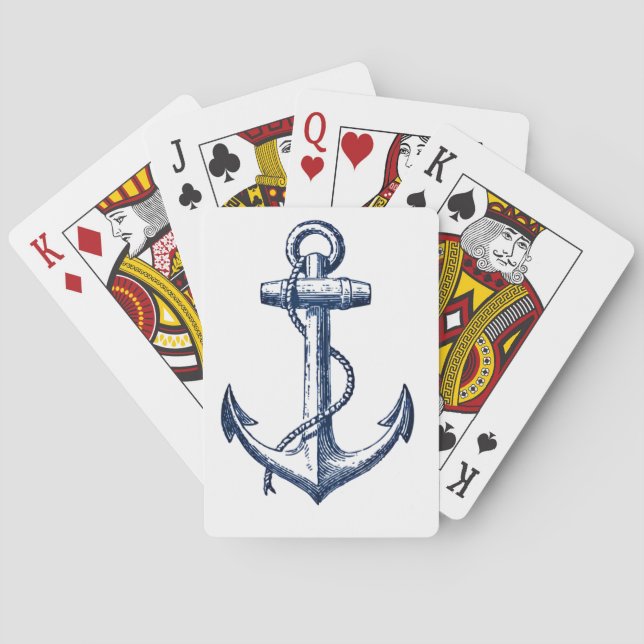 Baraja De Cartas Ancla de los azules marinos (Reverso)