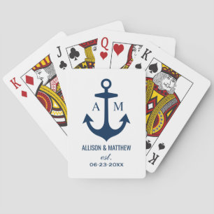 Baraja De Cartas Ancla Náutica de Marina Moderna Monograma