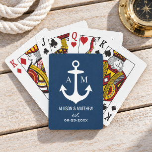 Baraja De Cartas Ancla náutica moderna monograma de la Marina