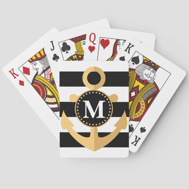 Baraja De Cartas Ancla y rayas (Reverso)