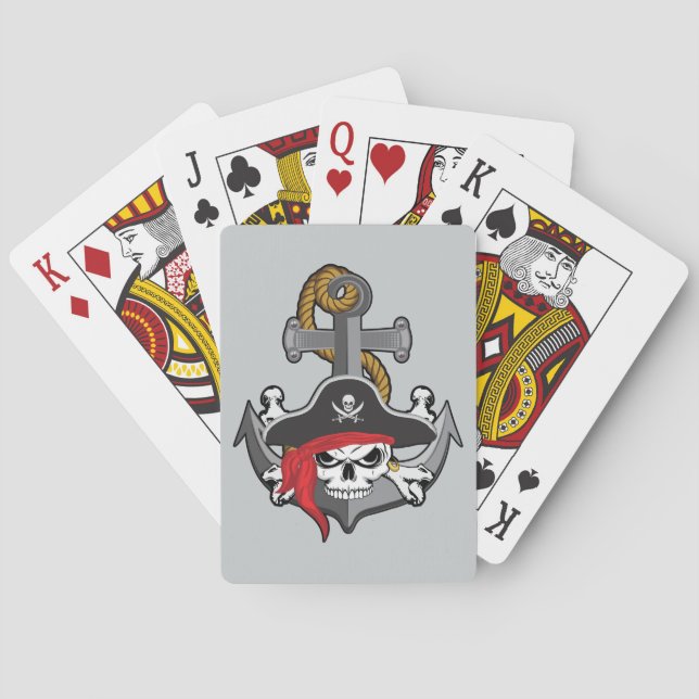 Baraja De Cartas Anclaje de cráneo pirata (Reverso)