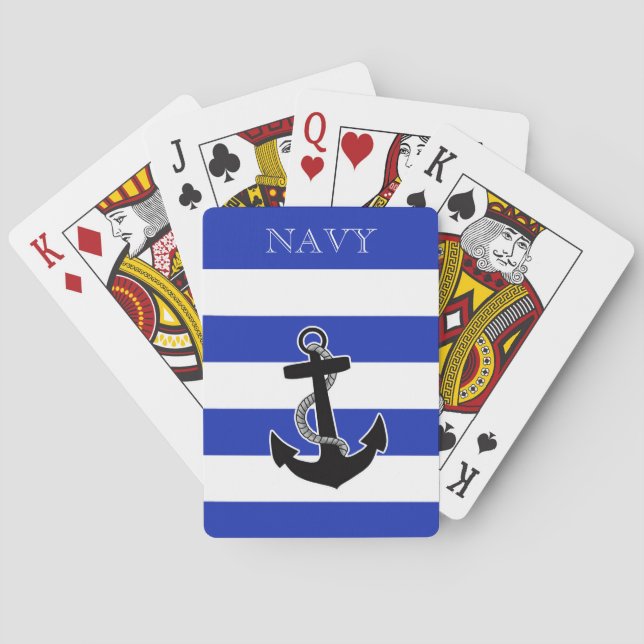 Baraja De Cartas Anclaje de la marina - personalizar con nombre u o (Reverso)