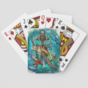 Baraja De Cartas Anclaje naval con vida marina