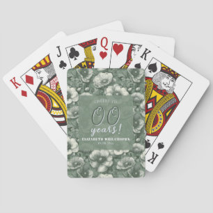 Baraja De Cartas Anémonas Chic Verdes Cumpleaños Tendencia Hito