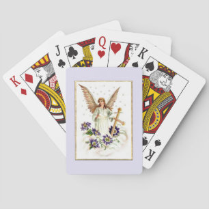 Baraja De Cartas Ángel Con Flores Cruzadas Y Clematis Jugar En Bici
