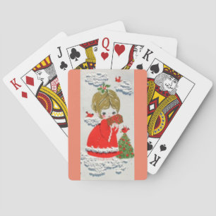 Baraja De Cartas Ángel del navidad de los mediados de siglo del