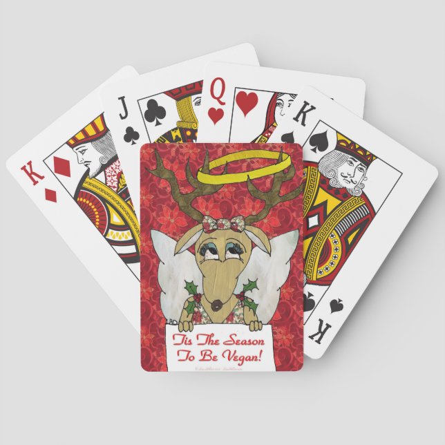 Baraja De Cartas Ángel del reno es la estación para ser vegano (Reverso)