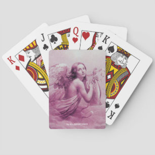 Baraja De Cartas ANGEL JUGANDO LYRA SOBRE LAS NUBES DE color rosa