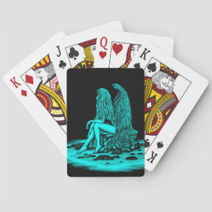 Baraja De Cartas Ángel, perdido en el pensamiento, negro y verde Di