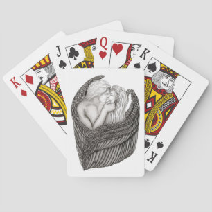 Baraja De Cartas Angels Kissing , diseño en blanco y negro