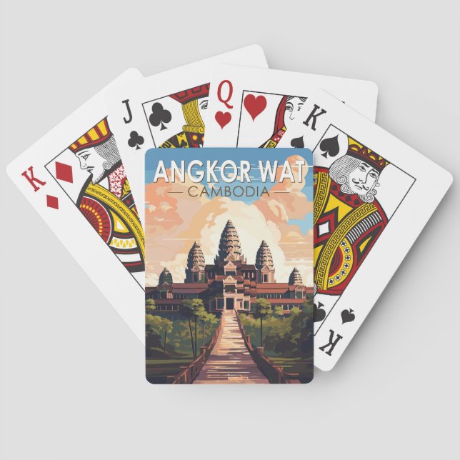 Baraja De Cartas Angkor Wat Cambodia Travel Art Vintage (Reverso)