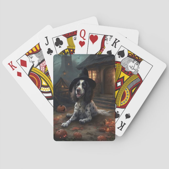 Baraja De Cartas Anglo Springer Spaniel calabazas Halloween Scary (Reverso)
