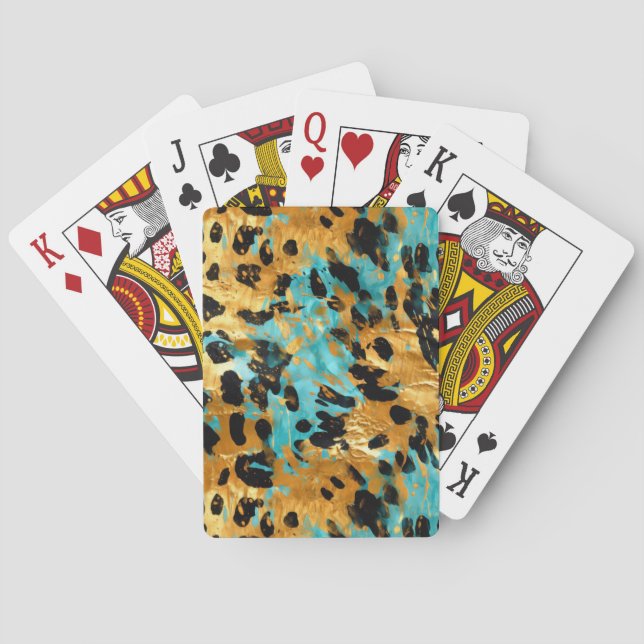 Baraja De Cartas Animal del Leopardo Negro de Aqua Gold (Reverso)