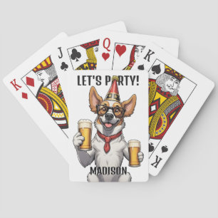 Baraja De Cartas Animal Fiesta de texto y nombre personalizado