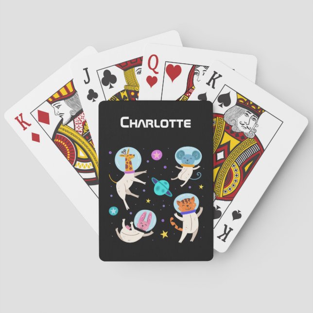 Baraja De Cartas Animales astronautas muertos en el espacio (Reverso)