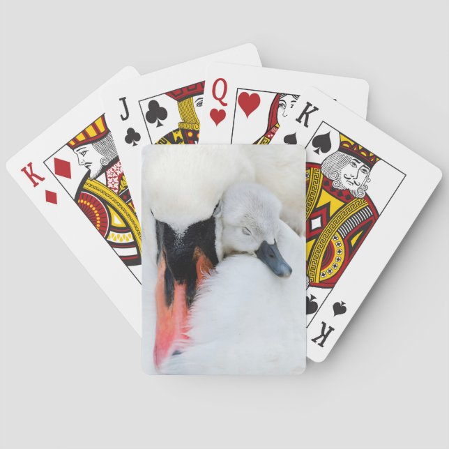 Baraja De Cartas Animales de bebé más afectados | Cisne de mamada m (Reverso)