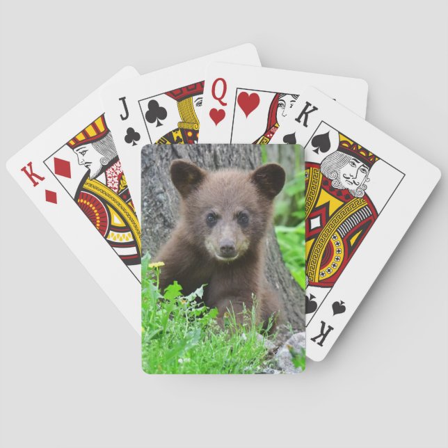 Baraja De Cartas Animales de bebé más afectados | Cubo de oso marró (Reverso)