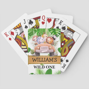 Baraja De Cartas Animales de Safari Wild One Cumpleaños JUNGLE