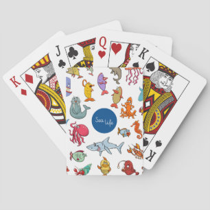 Baraja De Cartas Animales de Vida Marina Personajes Coloridos del O