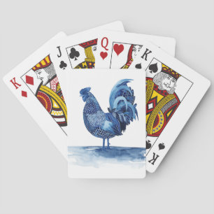 Baraja De Cartas Animales del campo del azul de cobalto - gallo