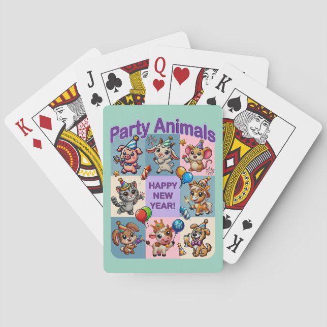 Baraja De Cartas Animales fiestas "Feliz Año Nuevo" (Reverso)