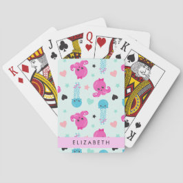 Baraja De Cartas Animales marinos, pulpo, medusas, corazón, tu nomb