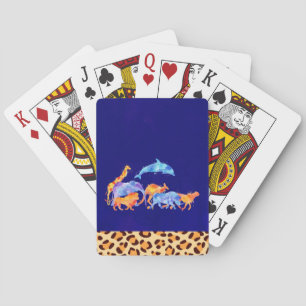 Baraja De Cartas Animales salvajes que se unen a coloridas acuarela