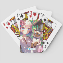 Baraja De Cartas Anime Chica y gato siamés