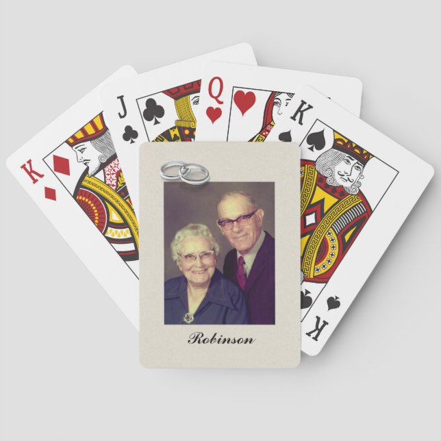 Baraja De Cartas Aniversario de bodas - plata personalizado (Reverso)