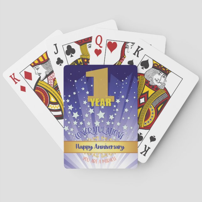 Baraja De Cartas Aniversario de la Recuperación de 1 Año Negrita Nú (Reverso)