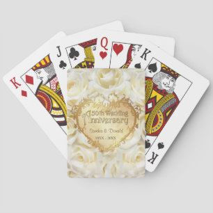 Baraja De Cartas Aniversario de la Rosa Blanca del 50° Boda