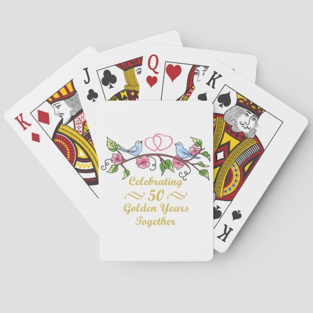 Baraja De Cartas Aniversario del Boda de Oro (Reverso)