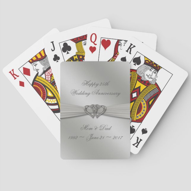 Baraja De Cartas Aniversario del Boda de Plata Clásica (Reverso)