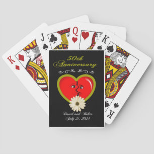 Baraja De Cartas Aniversario del boda Dorado de Estados Unidos Negr