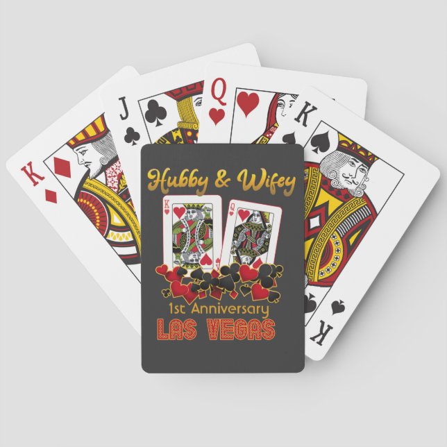 Baraja De Cartas Aniversario del Boda Hubby Wifey de Las Vegas   (Reverso)