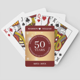 Baraja De Cartas Aniversario del Boda Sparkle Golden Red Background