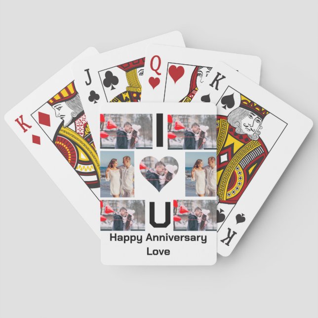 Baraja De Cartas Aniversario personalizado Te amo 7 Colección de fo (Reverso)