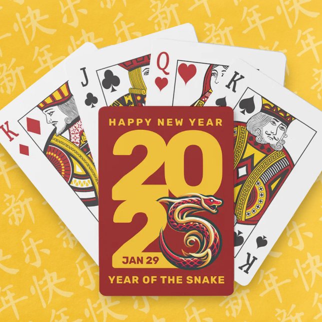 Baraja De Cartas Año Rojo de Oro de la Serpiente 2025 (CNY 2025 Poker Playing Cards Fans Cover Photo)