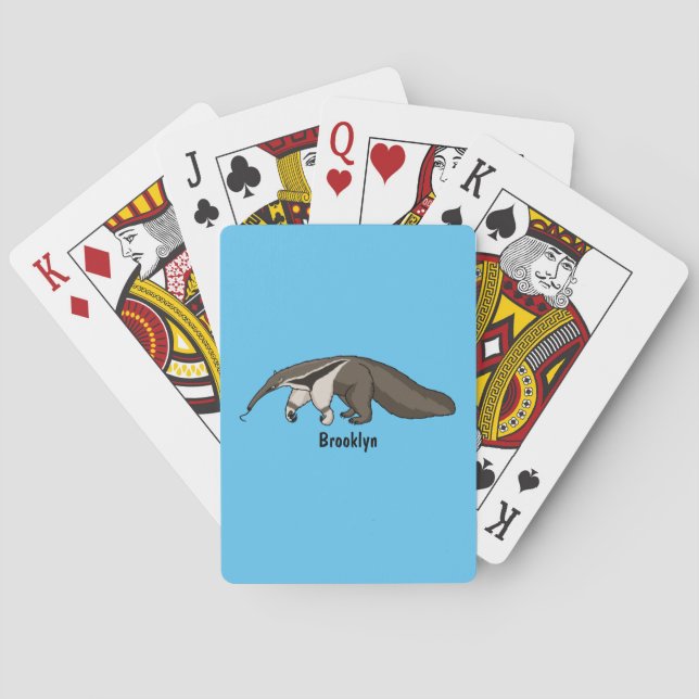 Baraja De Cartas Anteater feliz personalizado ilustracion (Reverso)
